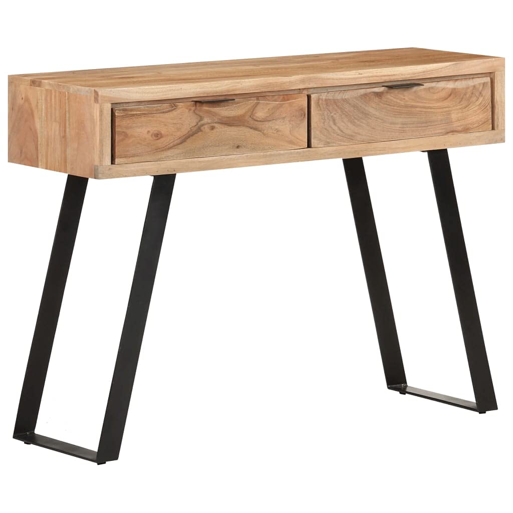 vidaXL Konsolentisch Akazie 100x35x76 cm 2 Schubladen Naturkante