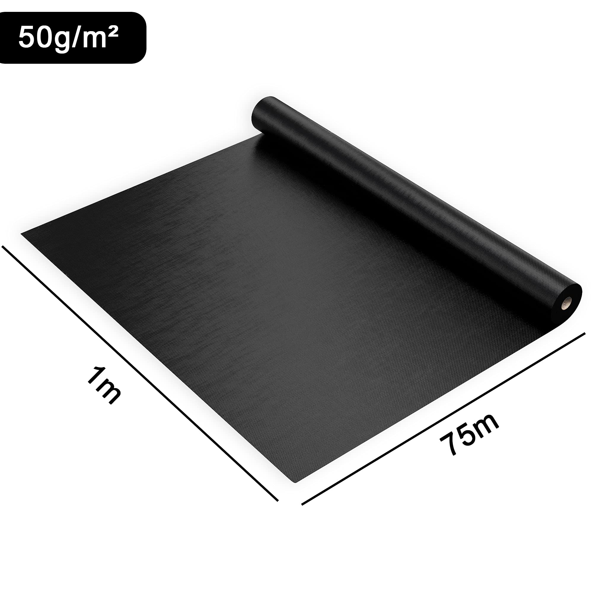 Intirilife Gartenvlies 50g 1x75m Unkrautvlies schwarz