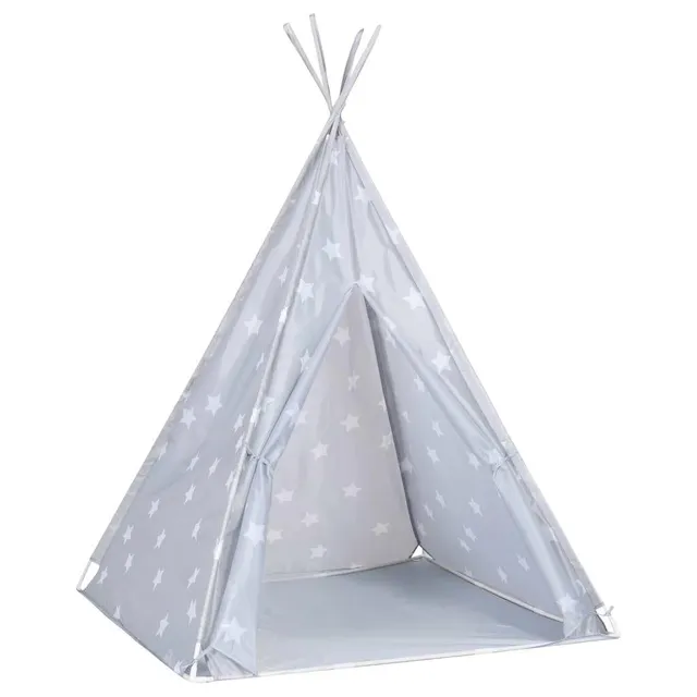 vidaXL Spielzeuge Spiele Kinder Tipi-Zelt Grau Polyester 115x115x160