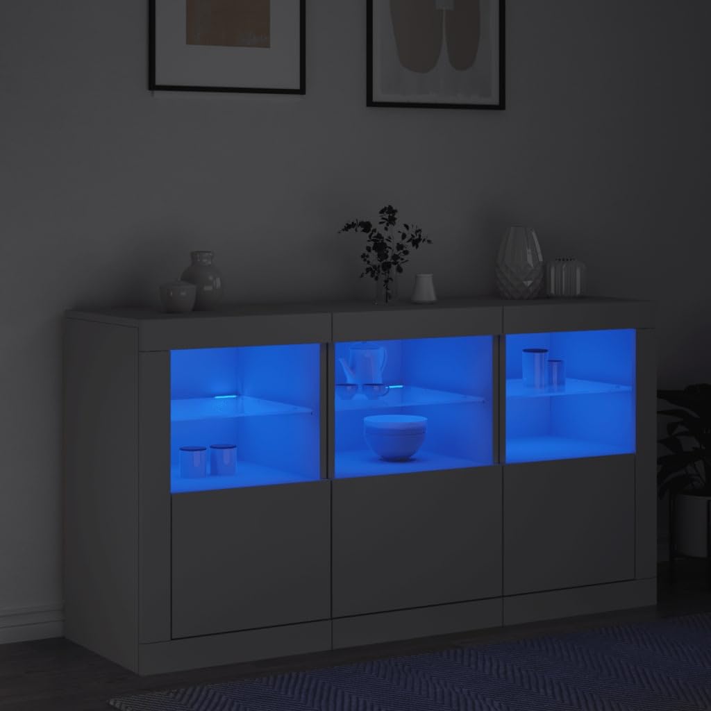 vidaXL Möbel Sideboard Weiß 123x37x67 cm mit LED