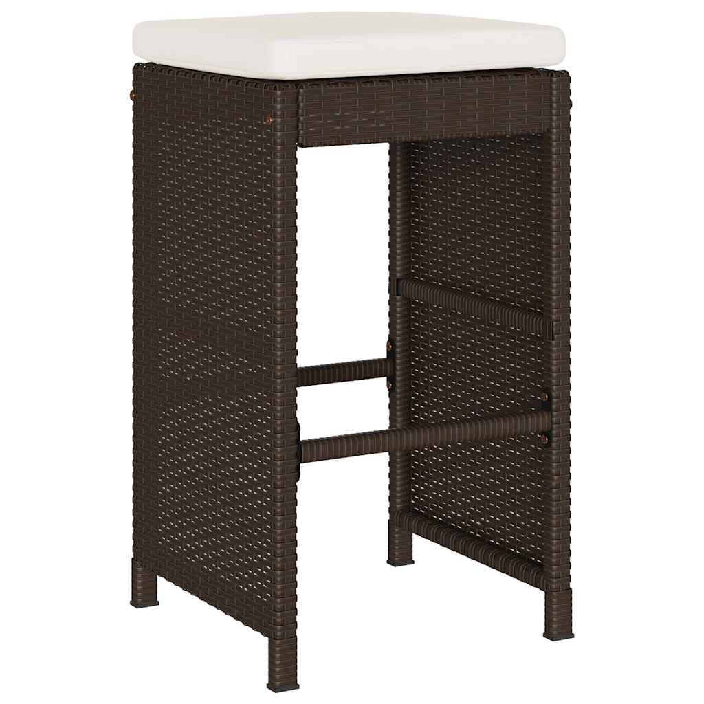 vidaXL Heim & Garten Barhocker Braun Rattanstuhl 2 Stk. mit Kissen