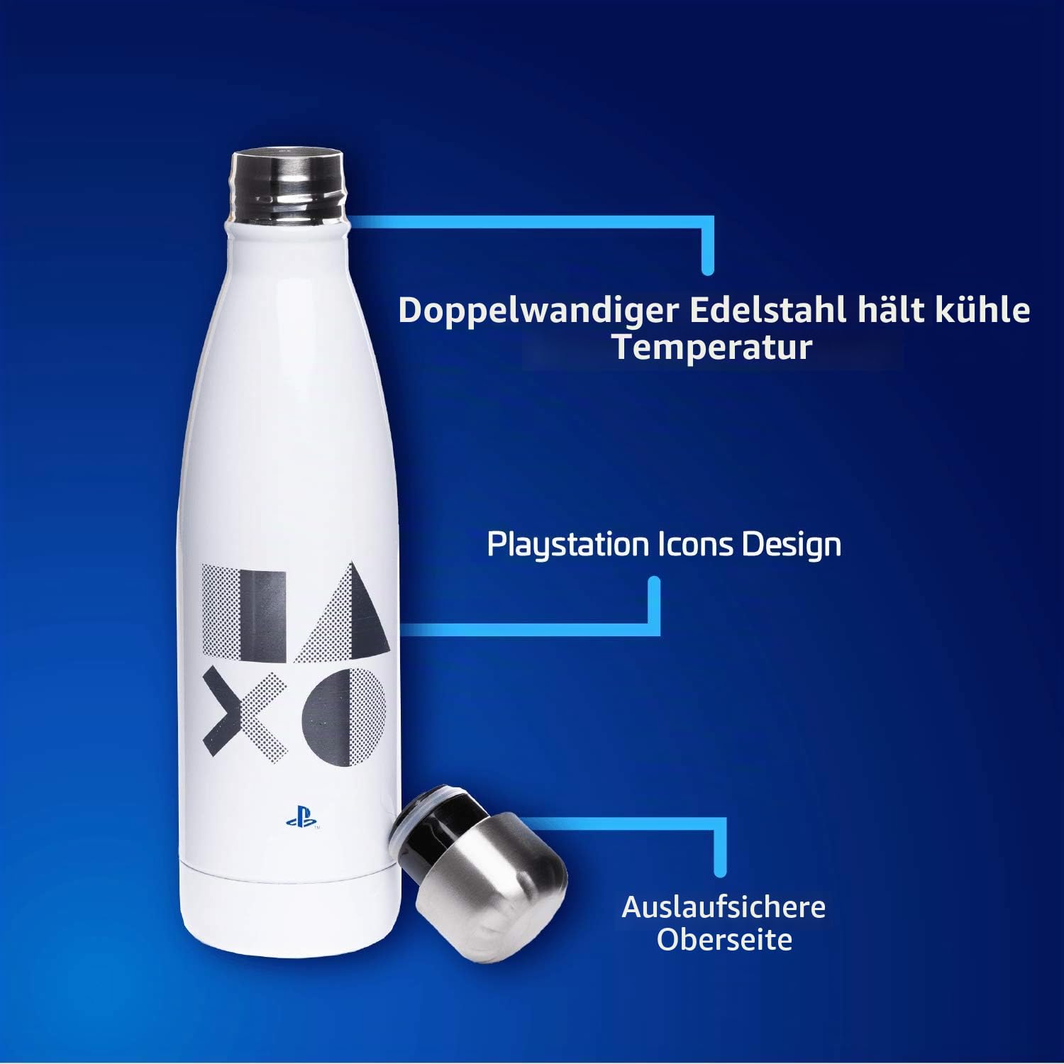 Paladone PlayStation Wasserflasche 500 ml Weiß Edelstahl