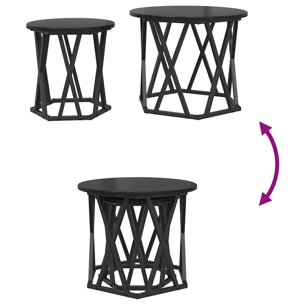 vidaXL Möbel Beistelltisch 2 Stk Schwarze Eiche 50cm