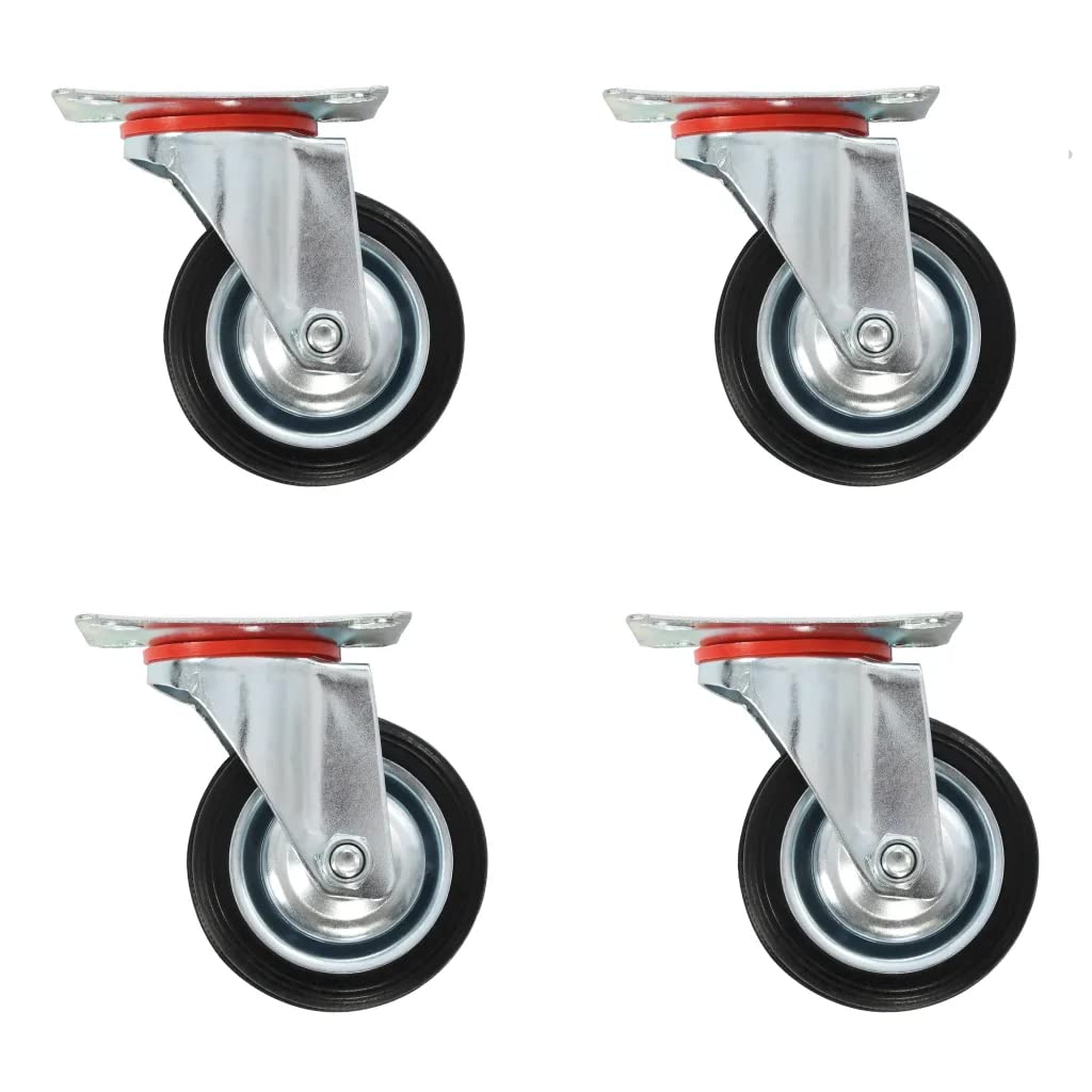 vidaXL Lenkrollen 4 Stk. 75 mm Gummi Möbelrollen Set