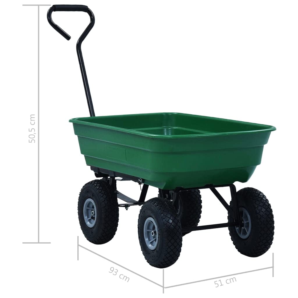 vidaXL Garten-Kippwagen 75 L Handwagen Grün 300 kg