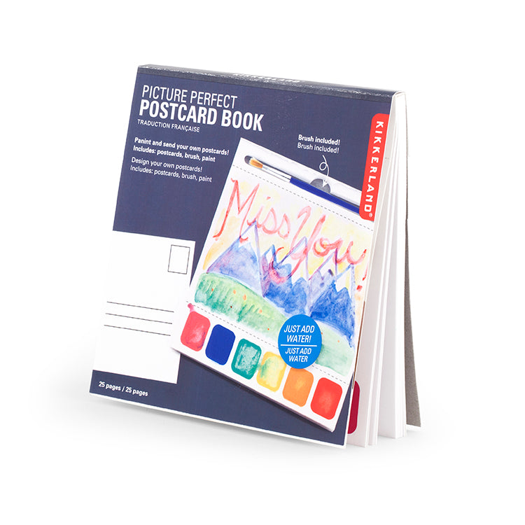 Kikkerland Home Postcard Paint Book Malbuch 6 Farben mit Pinsel