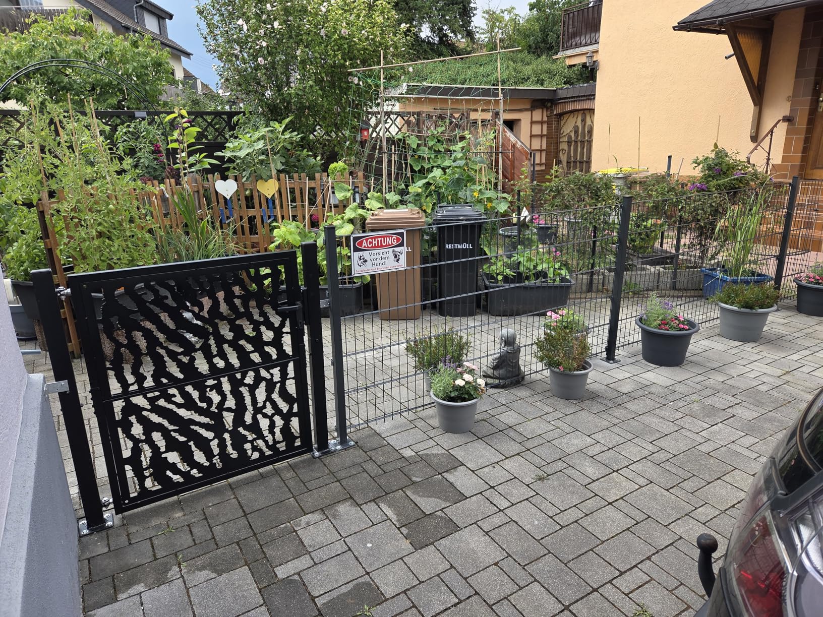 vidaXL Heim & Garten Gartentor Stahl Schwarz 100x150 cm Trace