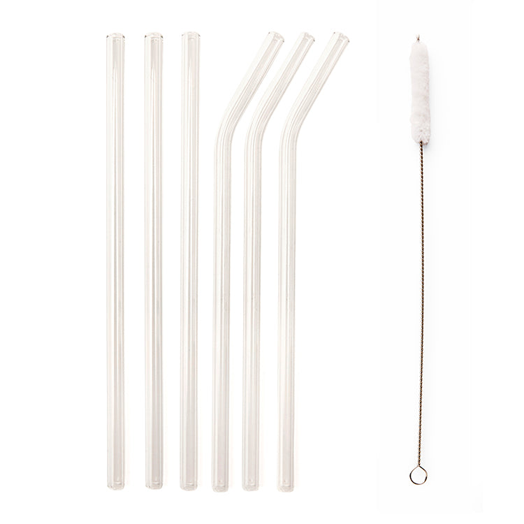 Kikkerland Glasstrohhalme wiederverwendbar 6er Set