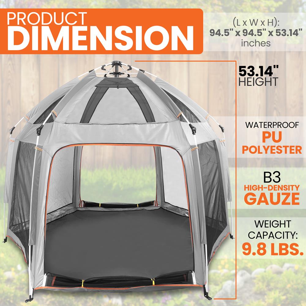 Serenelife Baby Laufstall faltbar grau mit UV-Schutz 6-teilig