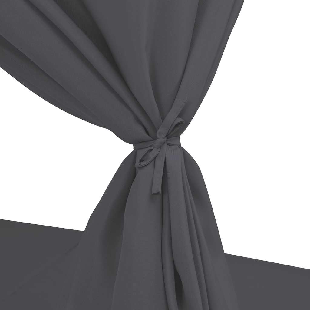 vidaXL Outdoor-Lounge-Bett Poly Rattan Grau Vorhänge verstellbar