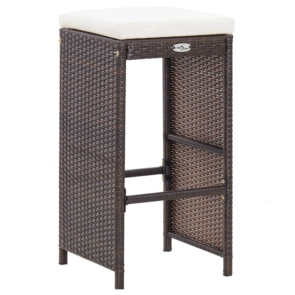 vidaXL Gartenbar Set 7-tlg Bartisch Poly Rattan Braun