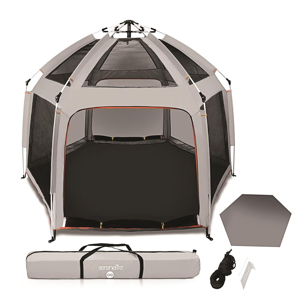Serenelife Baby Products Laufstall faltbar Grau mit UV-Dach