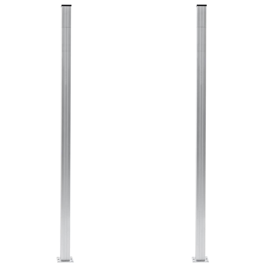 vidaXL Zaunpfosten Alu 185 cm Silber 2 Stk. mit Fuß