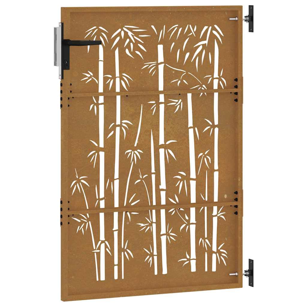 vidaXL Gartentor 85x125 cm Cortenstahl Bambus Rost Abschließbar