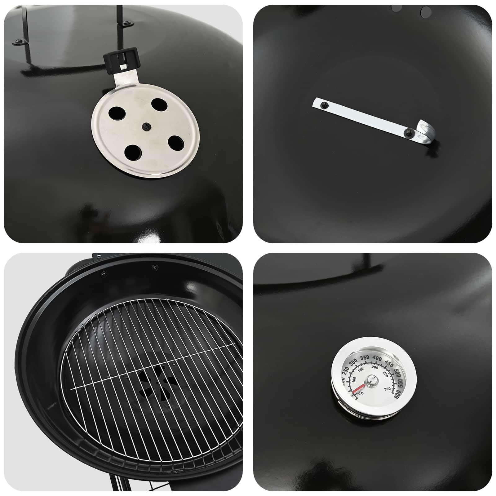 vidaXL Outdoor Grill Schwarz 91x71x107 cm Metall Rollen