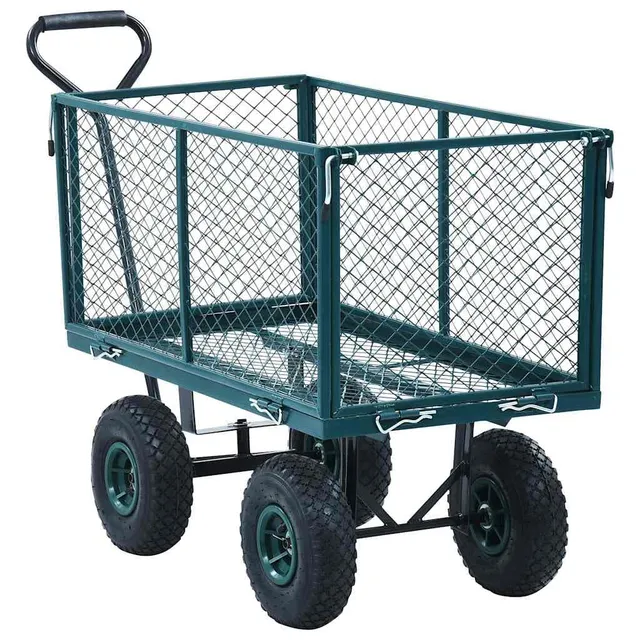 vidaXL Gartenwagen Stahl schwarz 350 kg mit Luftreifen