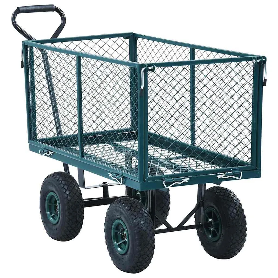 vidaXL Gartenwagen Stahl schwarz 350 kg mit Luftreifen