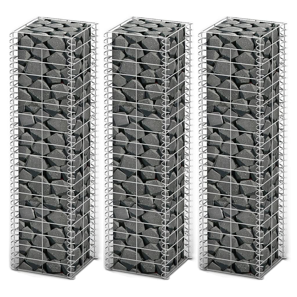 vidaXL Heim & Garten Gabione 25x25x50 cm Steinkorb 3er Set verzinkt