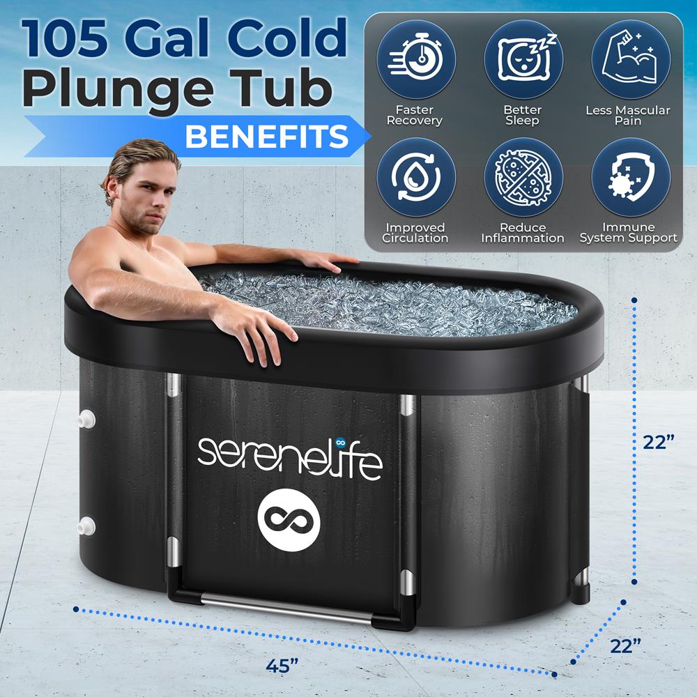 Serenelife Spa Eisbad 400 L isoliert mit Deckel tragbar
