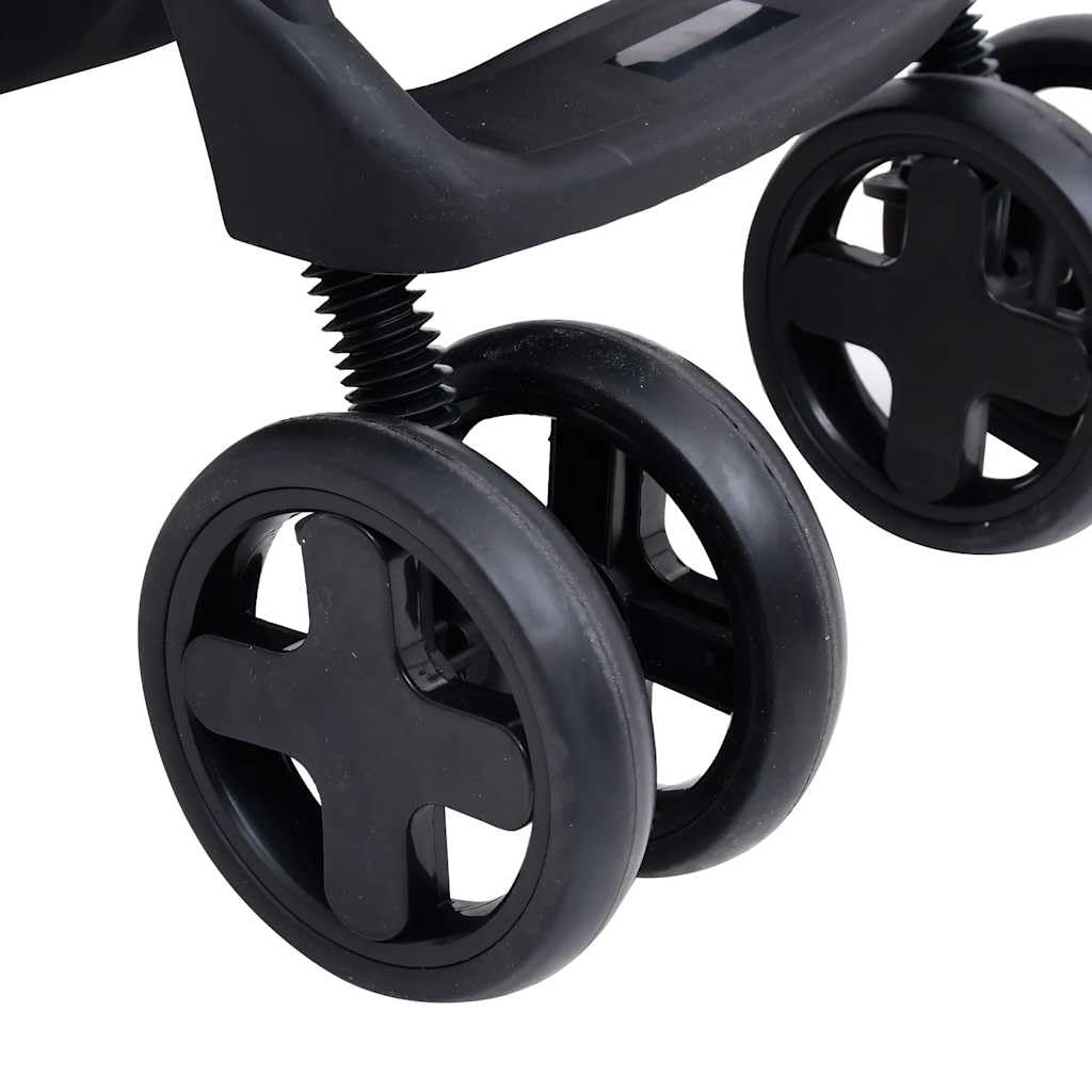 vidaXL Baby Kinderwagen 2-in-1 Buggy Dunkelgrau Stahl Klappbar