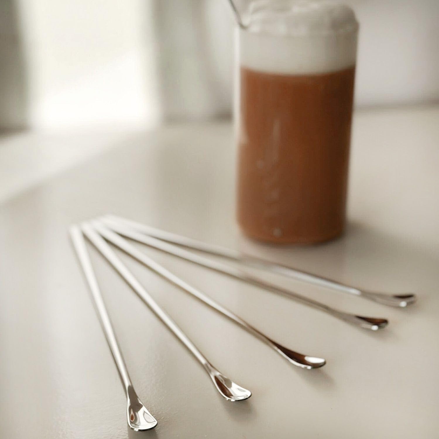 Intirilife Latte Macchiato Löffel Edelstahl 6er 22 cm Silber