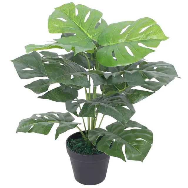vidaXL Monstera Kunstpflanze Grün 45 cm Topf Fensterblatt