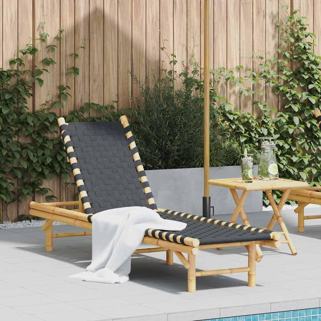 vidaXL Heim & Garten Sonnenliege Bambus Schwarz 55x200x30 cm