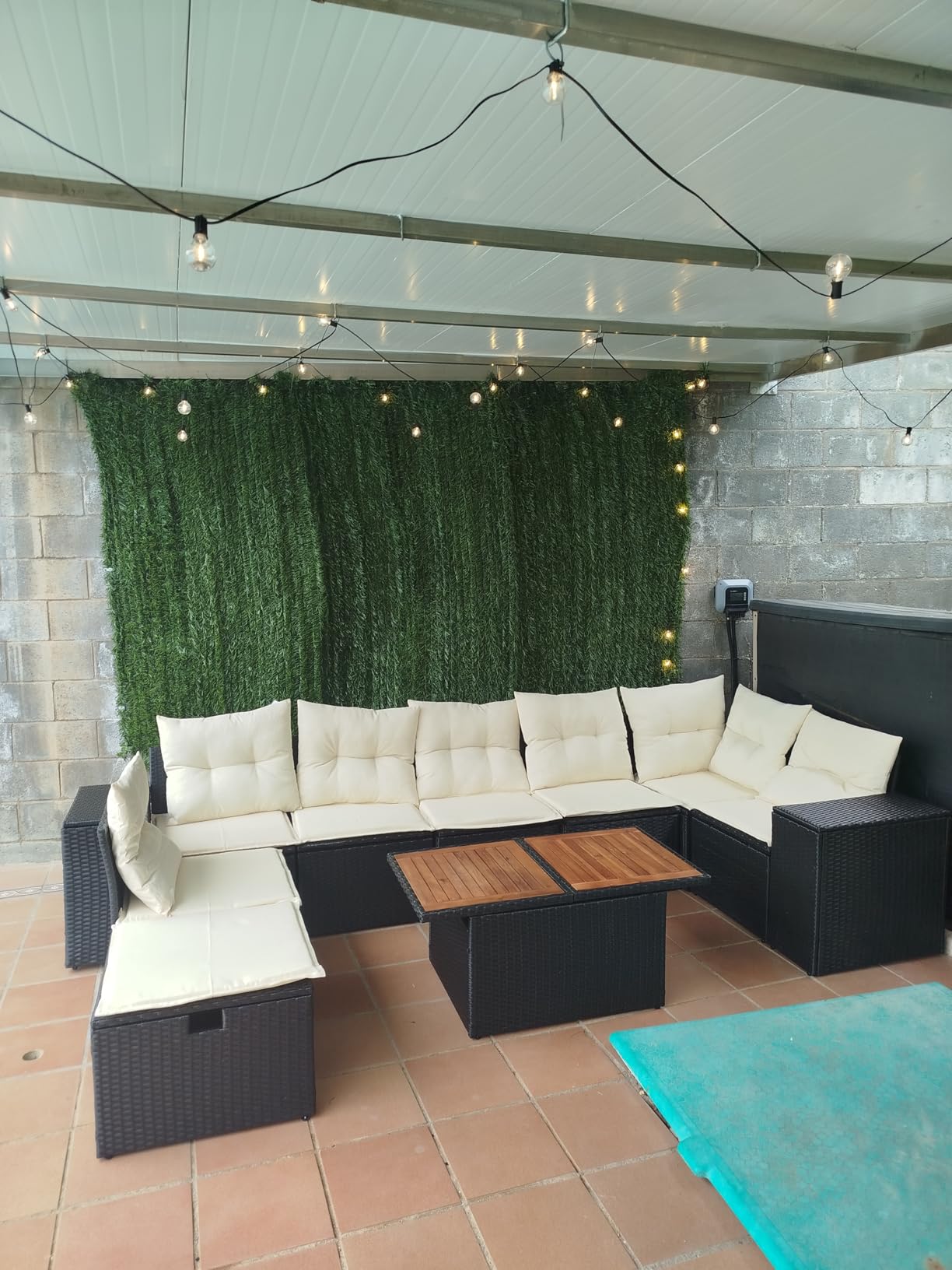 vidaXL Garten Sofagarnitur 9-tlg schwarz creme Rattan