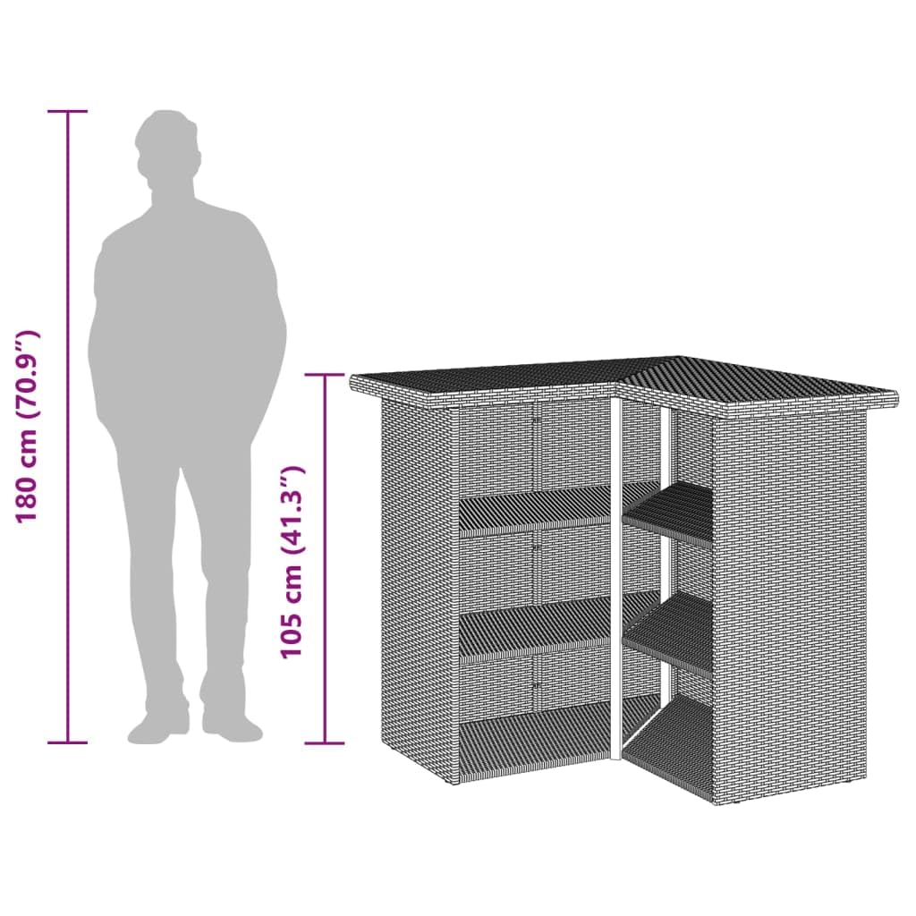 vidaXL Heim & Garten 3-tlg. Gartenbar-Set Braun Poly Rattan Kissen