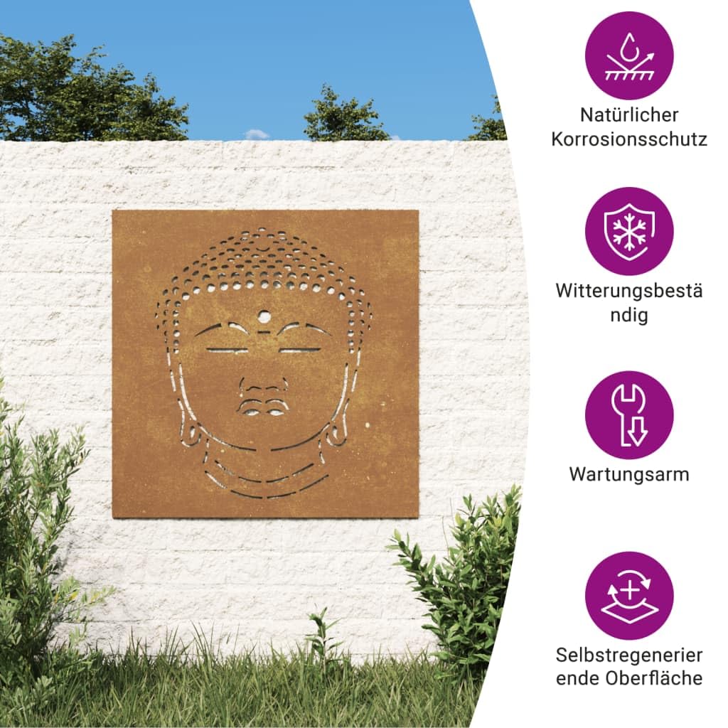 vidaXL Garten-Wanddeko 55x55cm Cortenstahl Buddha-Kopf Rost