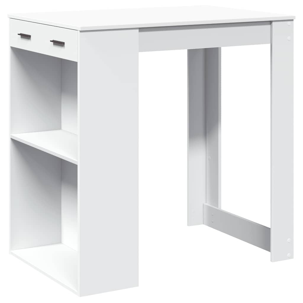 vidaXL Bartisch Weiß 102x70x103,5 cm Stehtisch mit Stauraum