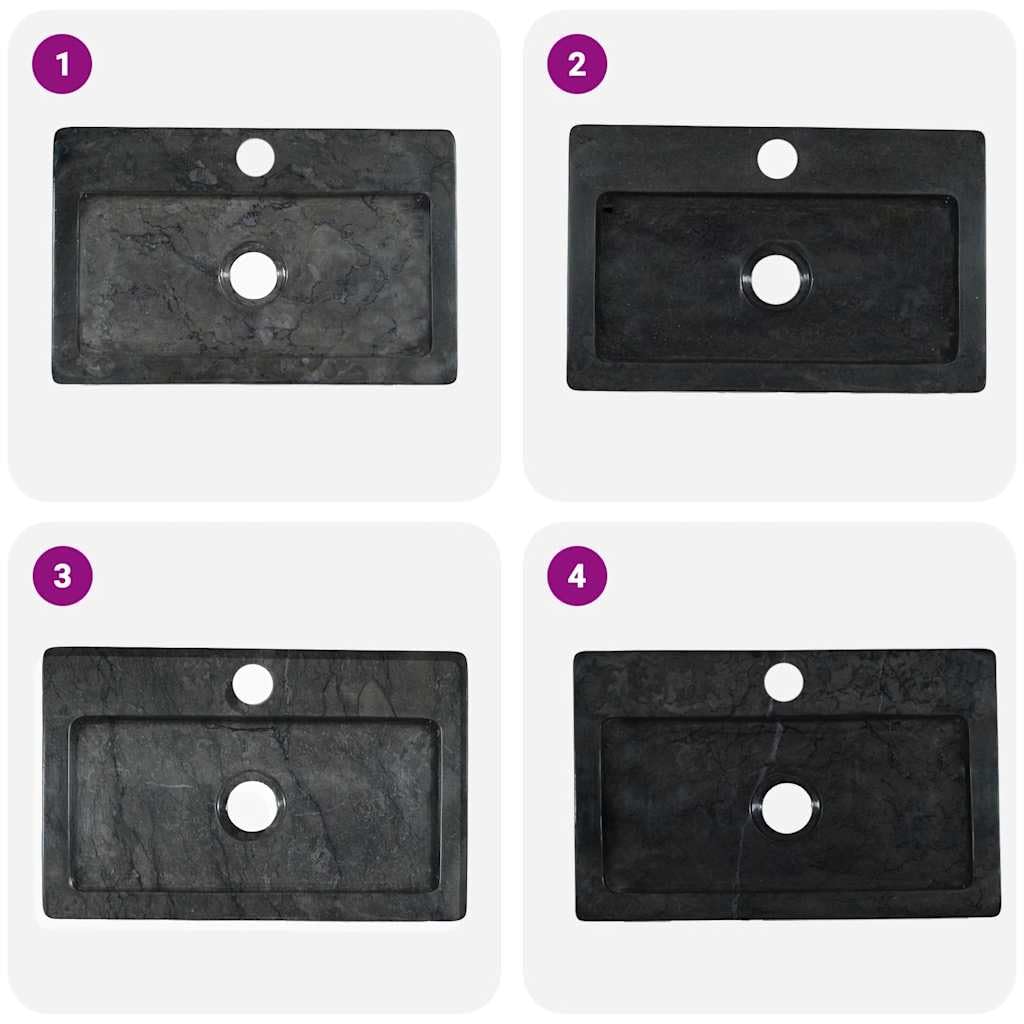 vidaXL Wandwaschbecken Schwarz Marmor 38 cm Handwaschbecken