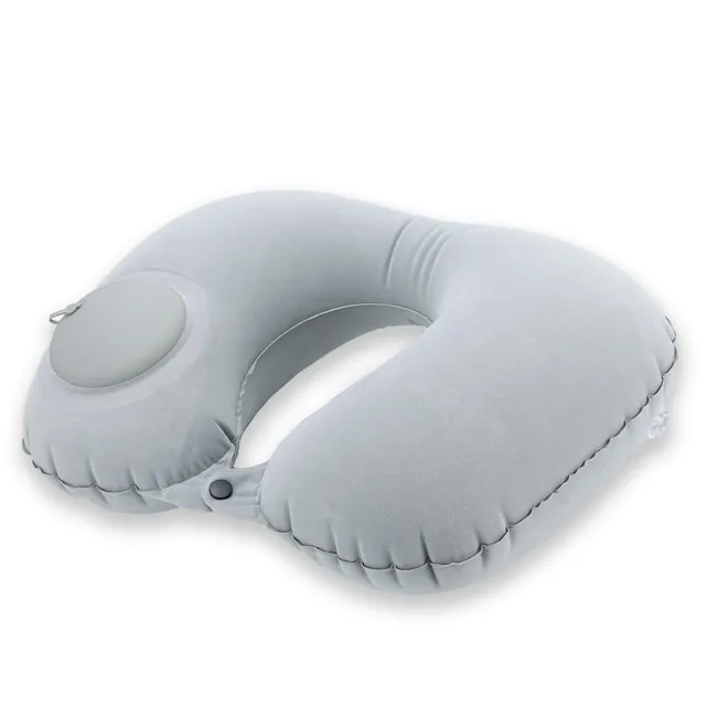 Intirilife Nackenkissen aufblasbar Grau 16 cm mit Knopf