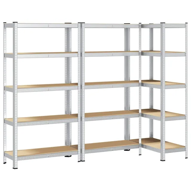 vidaXL Regal-Set 5 Böden 3 Stk Silber Schwerlastregal