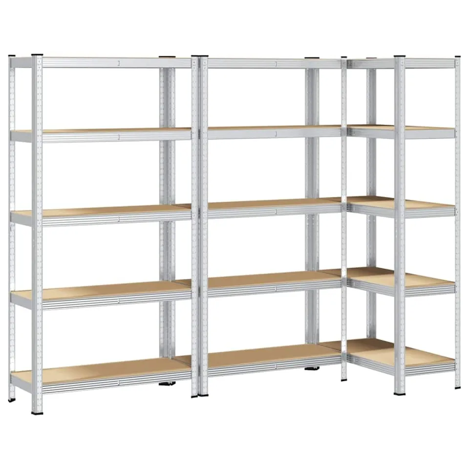 vidaXL Regal-Set 5 Böden 3 Stk Silber Schwerlastregal