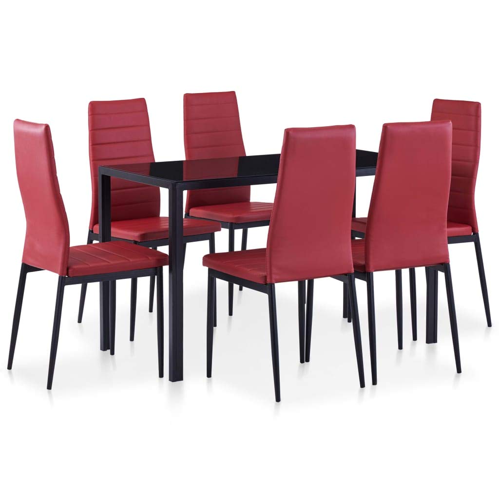 vidaXL Heim & Garten Essgruppe 5-tlg Schwarz Glas Kunstleder