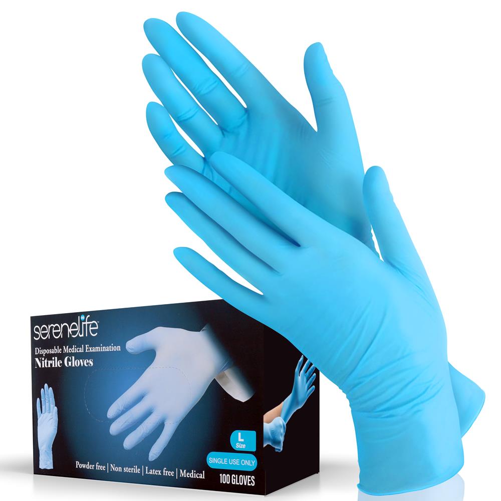Serenelife Nitril Handschuhe M 100 Stück Einweg puderfrei