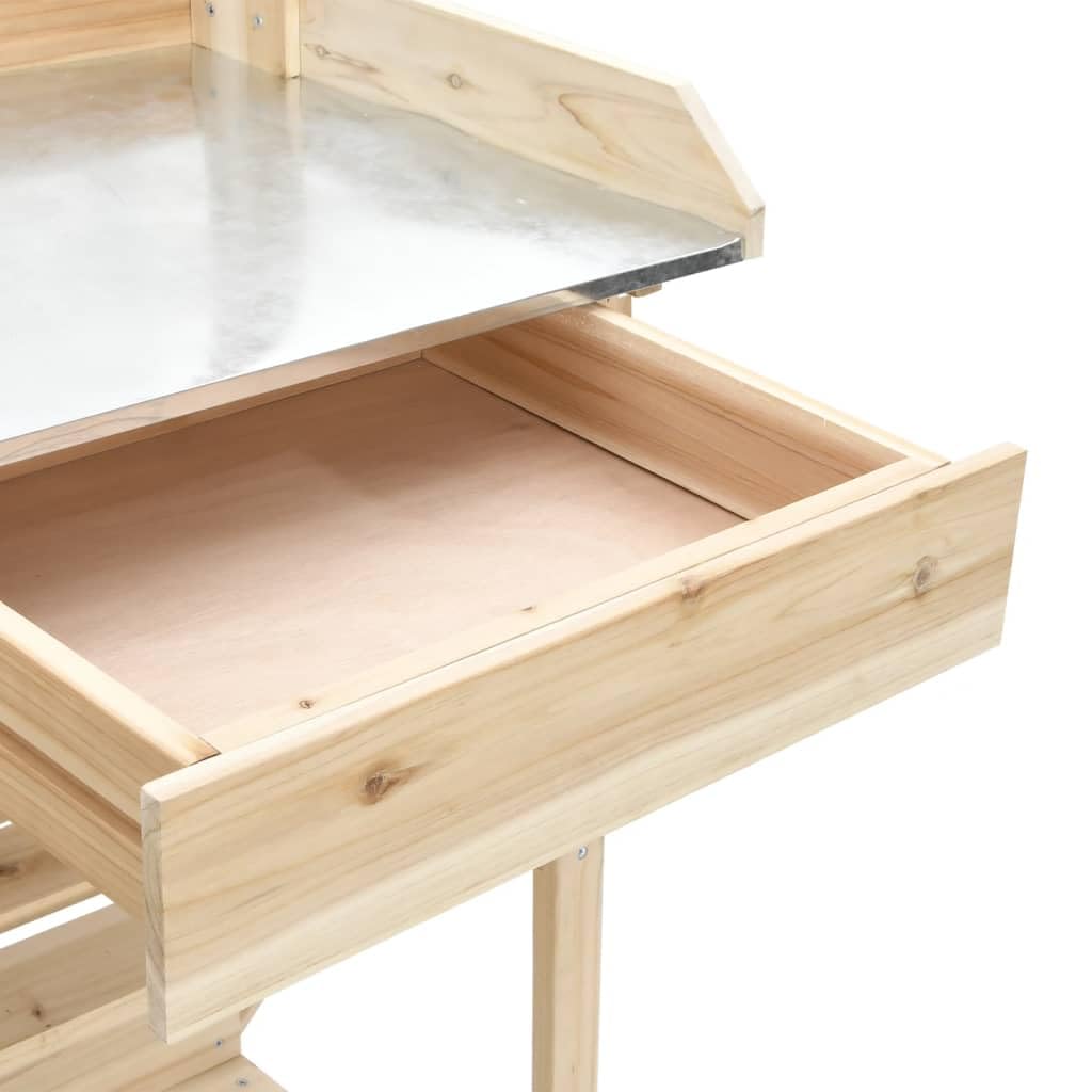vidaXL Pflanztisch Umtopftisch Tanne Natur mit Ablagen