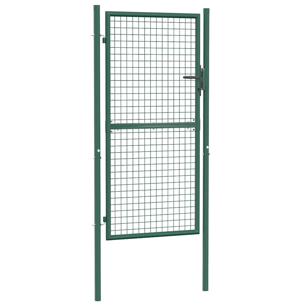 vidaXL Zauntor Stahl grün 100x125 cm abschließbar mit Pfosten