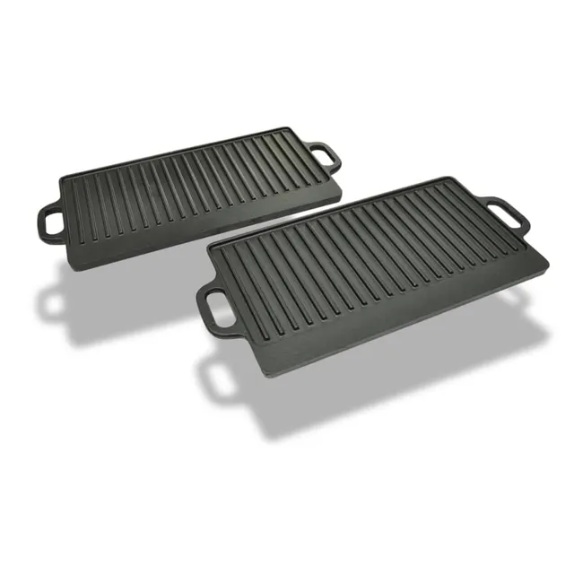 vidaXL Heim & Garten Grillplatte Wendeplatte Gusseisen 38x23 2 Stk