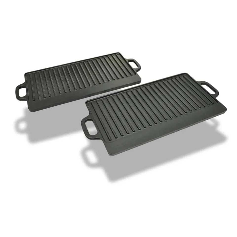 vidaXL Heim & Garten Grillplatte Wendeplatte Gusseisen 38x23 2 Stk