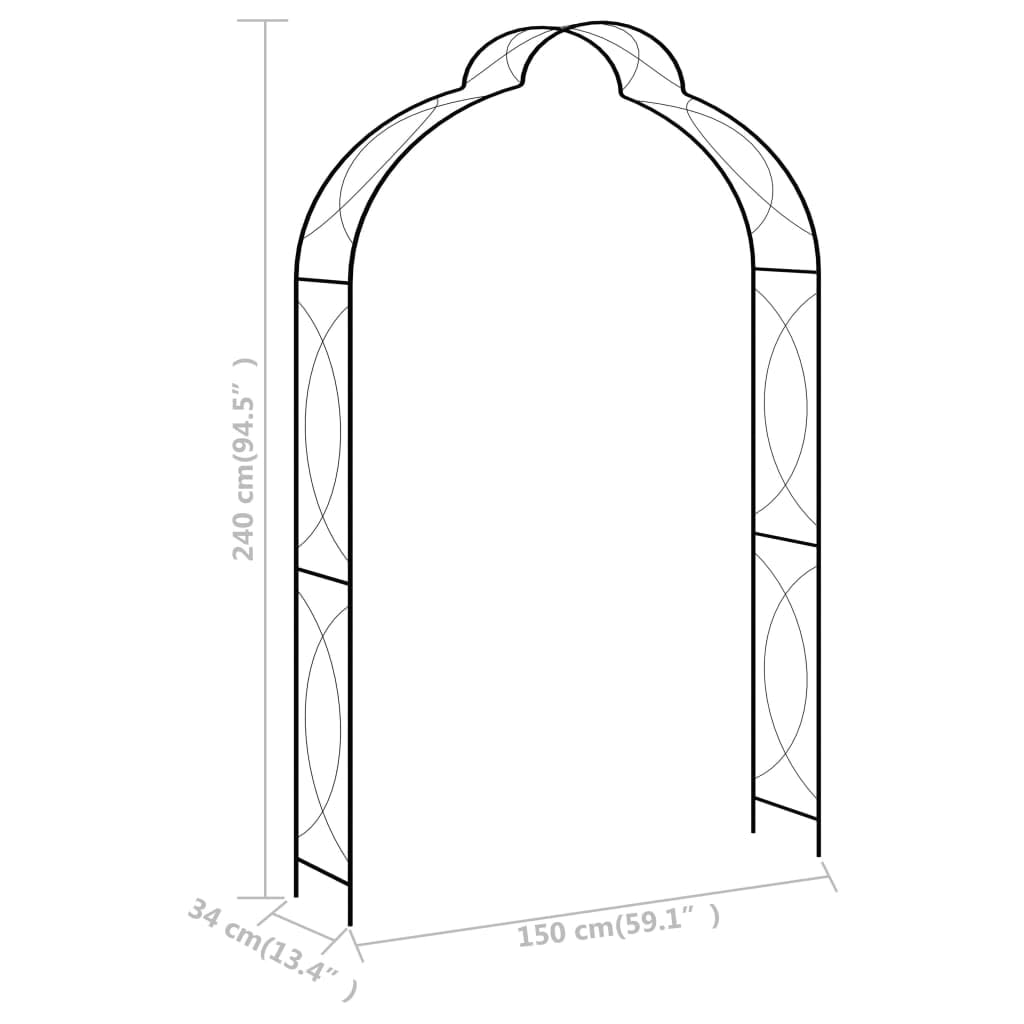 vidaXL Heim & Garten Rosenbogen Gartenbogen schwarz 150x34x240 cm Eisen