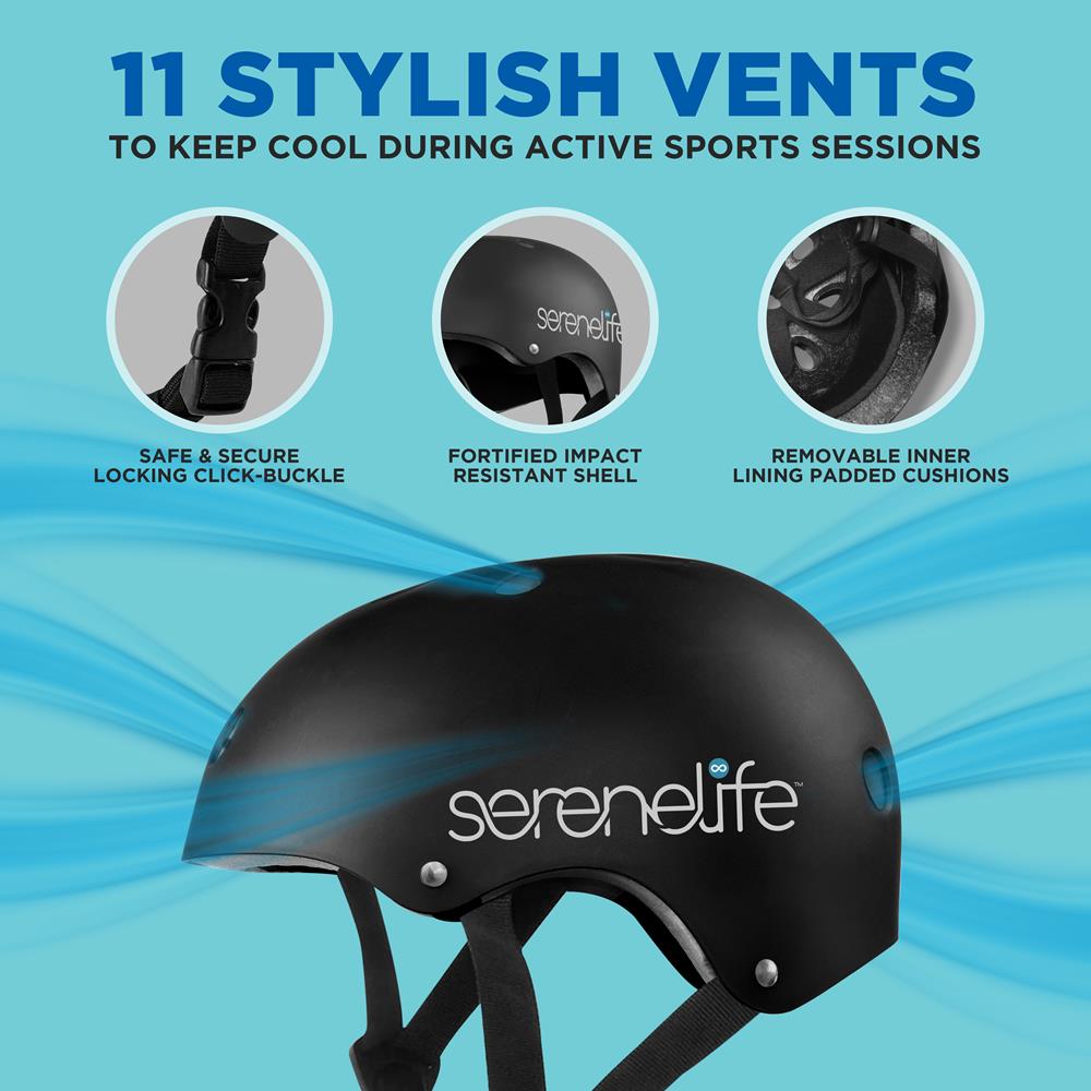 Serenelife Scooters Sporthelm Kinder schwarz 54-58 cm