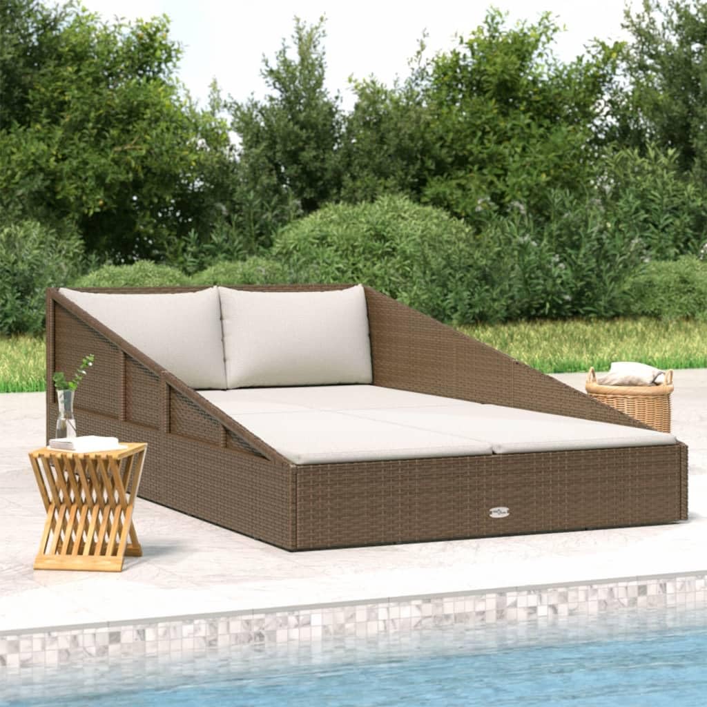 vidaXL Gartenbett Braun 110x200 cm Poly Rattan 2-Personen