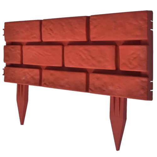 vidaXL Rasenkante Rot Gartenpalisade 5m 11-teilig Polypropylen