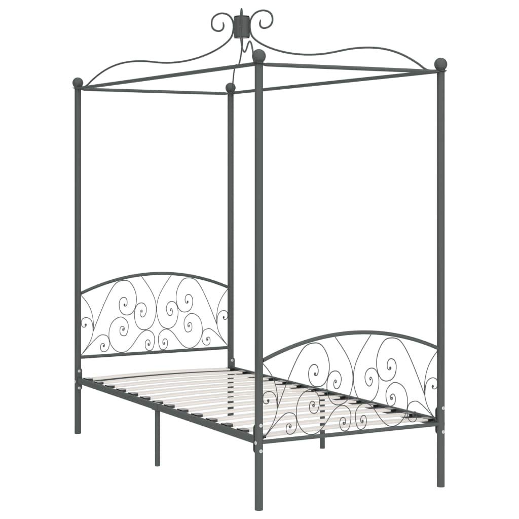 vidaXL Möbel Himmelbett 140x200 cm Metall Grau Lattenrost