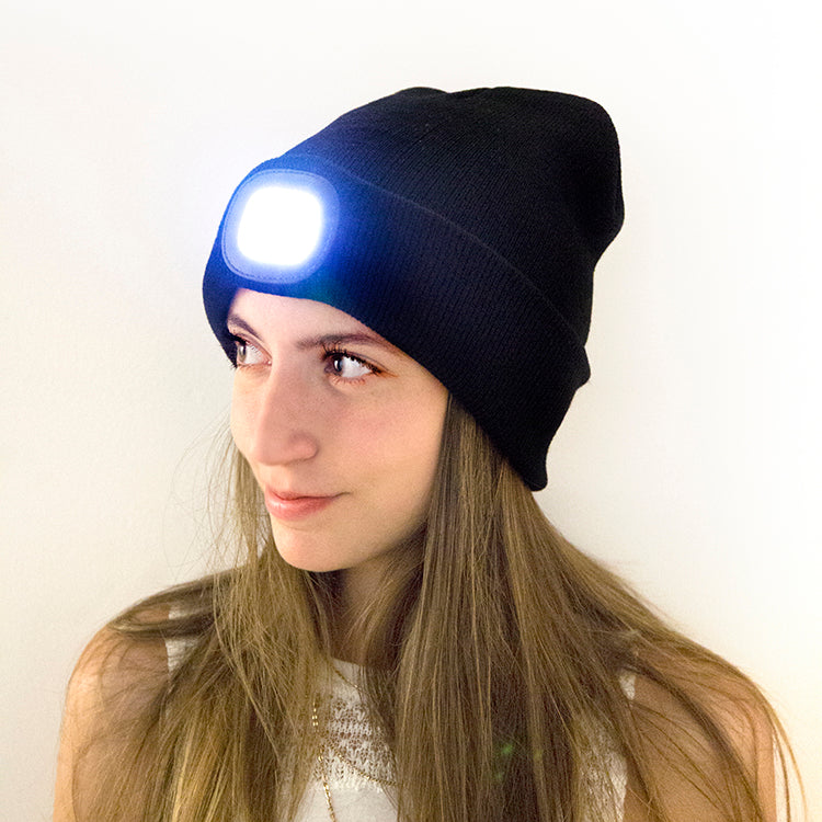 Kikkerland Light Up Beanie Mütze mit LED Schwarz