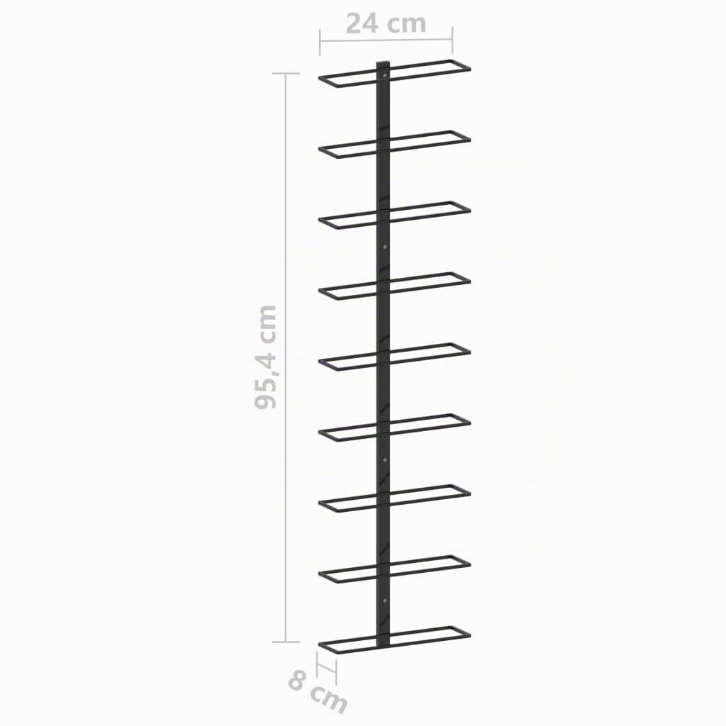 vidaXL Möbel Wand Weinregal Schwarz Eisen 9 Flaschen