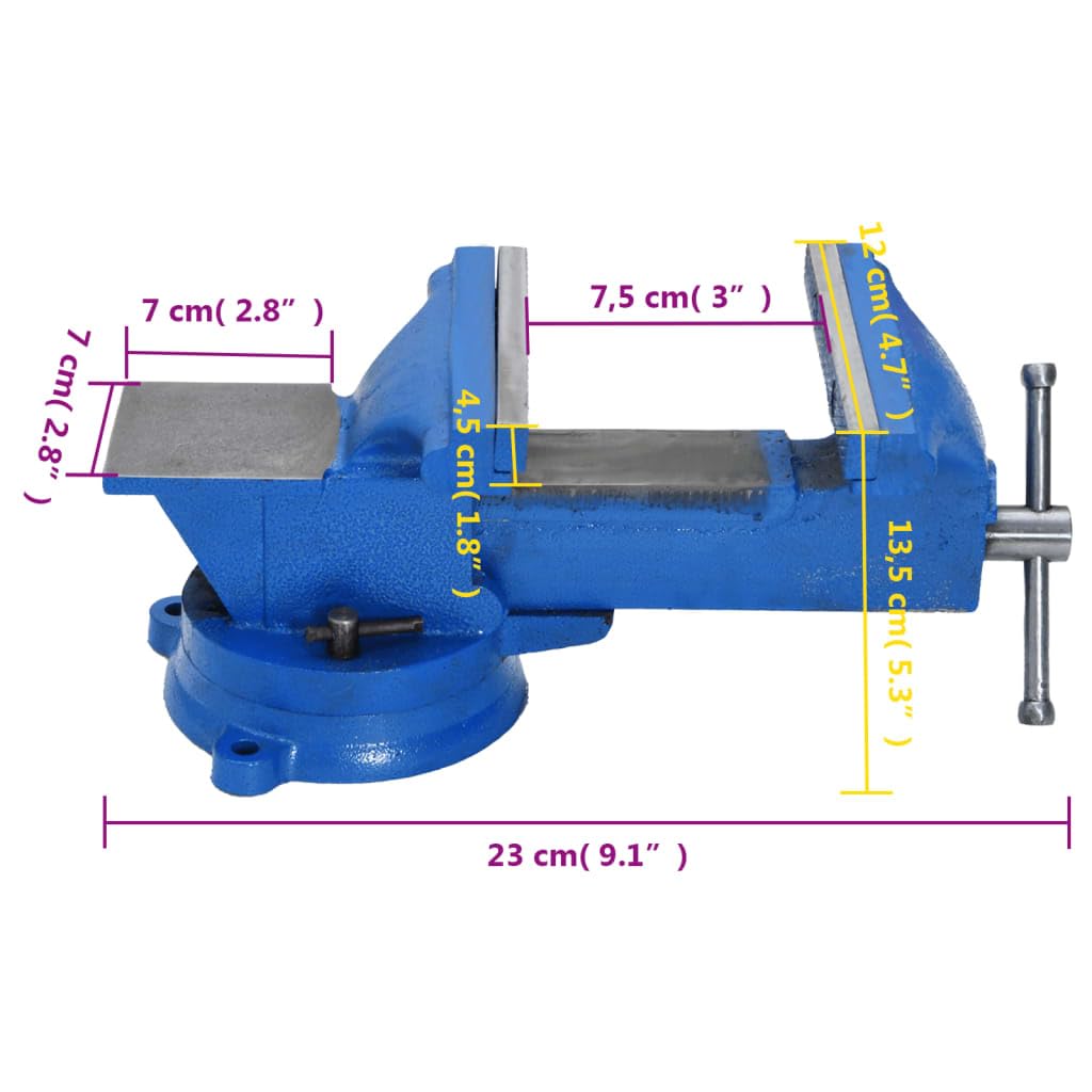 vidaXL Schraubstock Tischschraubstock 100mm Blau Gusseisen