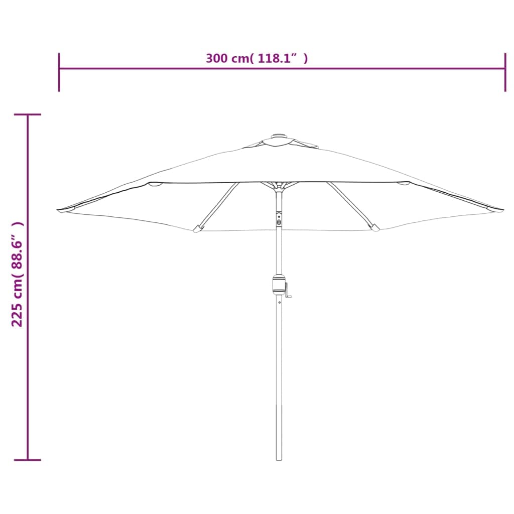 vidaXL Ampelschirm LED 300 cm Stahlmast Grün